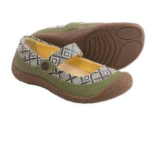 Keen Harvest Mary Jane Button Shoe Green Black Geometric Diamond Checker Boho